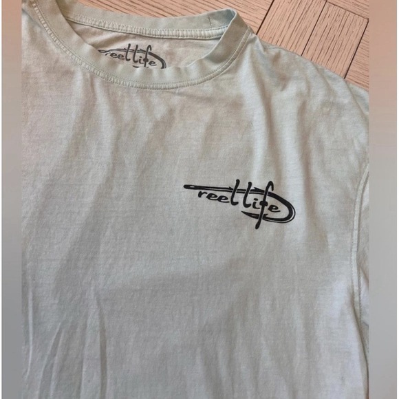 Reel Life Lt Green Cotton XL Short Sleeve T Shirt Outdoor Fishing Lightweight - Picture 4 of 8